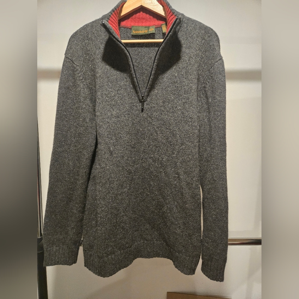 Timberland Gray Turtleneck Sweater 100 % Wool Lamb